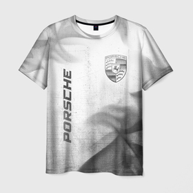 Мужская футболка 3D с принтом Porsche   white gradient вертикально в городе Новоалтайск, 100% полиэфир | прямой крой, круглый вырез горловины, длина до линии бедер | 
