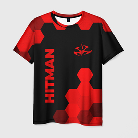 Мужская футболка 3D с принтом Hitman   red gradient вертикально в городе Новоалтайск, 100% полиэфир | прямой крой, круглый вырез горловины, длина до линии бедер | 