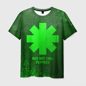 Мужская футболка 3D с принтом Red Hot Chili Peppers   green gradient в городе Новоалтайск, 100% полиэфир | прямой крой, круглый вырез горловины, длина до линии бедер | Тематика изображения на принте: 