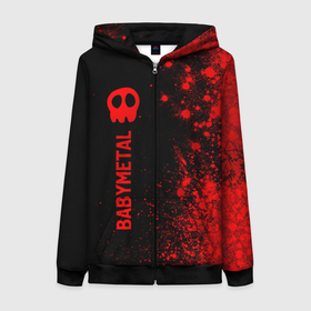 Женская толстовка 3D на молнии с принтом Babymetal   red gradient по вертикали в городе Новоалтайск, 100% полиэстер | длина до линии бедра, манжеты и пояс оформлены мягкой тканевой резинкой, двухслойный капюшон со шнурком для регулировки, спереди молния, по бокам два кармана | 