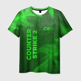 Мужская футболка 3D с принтом Counter Strike 2   green gradient вертикально в городе Новоалтайск, 100% полиэфир | прямой крой, круглый вырез горловины, длина до линии бедер | 