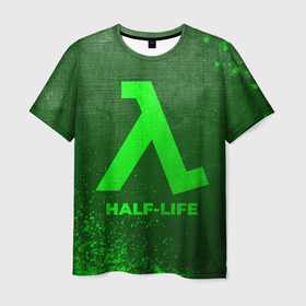 Мужская футболка 3D с принтом Half Life   green gradient в городе Новоалтайск, 100% полиэфир | прямой крой, круглый вырез горловины, длина до линии бедер | Тематика изображения на принте: 