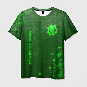 Мужская футболка 3D с принтом Gears of War   green gradient вертикально в городе Новоалтайск, 100% полиэфир | прямой крой, круглый вырез горловины, длина до линии бедер | 
