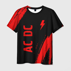 Мужская футболка 3D с принтом AC DC   red gradient вертикально в городе Новоалтайск, 100% полиэфир | прямой крой, круглый вырез горловины, длина до линии бедер | 