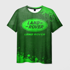Мужская футболка 3D с принтом Land Rover   green gradient в городе Новоалтайск, 100% полиэфир | прямой крой, круглый вырез горловины, длина до линии бедер | 