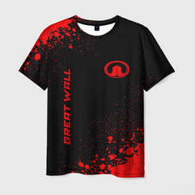 Мужская футболка 3D с принтом Great Wall   red gradient вертикально в городе Новоалтайск, 100% полиэфир | прямой крой, круглый вырез горловины, длина до линии бедер | 
