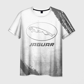 Мужская футболка 3D с принтом Jaguar   white gradient в Ухте, 100% полиэфир | прямой крой, круглый вырез горловины, длина до линии бедер | 