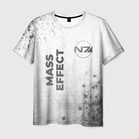 Мужская футболка 3D с принтом Mass Effect   white gradient вертикально в городе Новоалтайск, 100% полиэфир | прямой крой, круглый вырез горловины, длина до линии бедер | 
