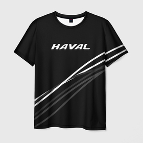 Мужская футболка 3D с принтом Haval чёрный с полосами в городе Новоалтайск, 100% полиэфир | прямой крой, круглый вырез горловины, длина до линии бедер | 