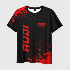 Мужская футболка 3D с принтом Audi   red gradient вертикально в городе Новоалтайск, 100% полиэфир | прямой крой, круглый вырез горловины, длина до линии бедер | Тематика изображения на принте: 
