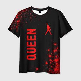 Мужская футболка 3D с принтом Queen   red gradient вертикально в городе Новоалтайск, 100% полиэфир | прямой крой, круглый вырез горловины, длина до линии бедер | Тематика изображения на принте: 