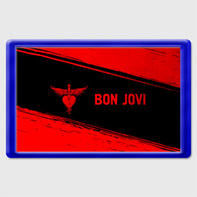 Магнит 45*70 с принтом Bon Jovi   red gradient по горизонтали в Петрозаводске, Пластик | Размер: 78*52 мм; Размер печати: 70*45 | Тематика изображения на принте: 