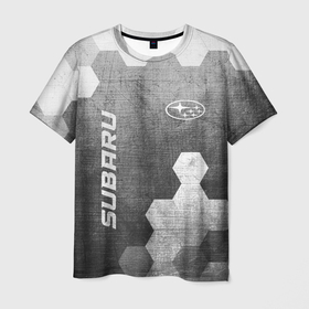 Мужская футболка 3D с принтом Subaru   grey gradient вертикально в городе Новоалтайск, 100% полиэфир | прямой крой, круглый вырез горловины, длина до линии бедер | Тематика изображения на принте: 