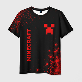 Мужская футболка 3D с принтом Minecraft   red gradient вертикально в городе Новоалтайск, 100% полиэфир | прямой крой, круглый вырез горловины, длина до линии бедер | Тематика изображения на принте: 