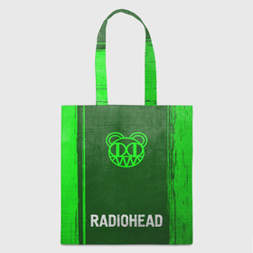 Шоппер 3D с принтом Radiohead   green gradient по центру в городе Новоалтайск, 100% полиэстер | Плотность: 200 г/м2; Размер: 34×35 см; Высота лямок: 30 см | 