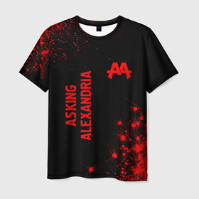 Мужская футболка 3D с принтом Asking Alexandria   red gradient вертикально в городе Новоалтайск, 100% полиэфир | прямой крой, круглый вырез горловины, длина до линии бедер | Тематика изображения на принте: 