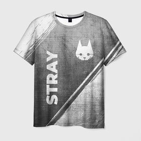 Мужская футболка 3D с принтом Stray   grey gradient вертикально в городе Новоалтайск, 100% полиэфир | прямой крой, круглый вырез горловины, длина до линии бедер | Тематика изображения на принте: 