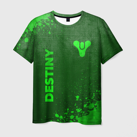 Мужская футболка 3D с принтом Destiny   green gradient вертикально в городе Новоалтайск, 100% полиэфир | прямой крой, круглый вырез горловины, длина до линии бедер | 