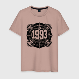 Мужская футболка хлопок с принтом Механический ритм 1993 в Ухте, 100% хлопок | прямой крой, круглый вырез горловины, длина до линии бедер, слегка спущенное плечо. | 