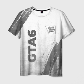 Мужская футболка 3D с принтом GTA6   white gradient вертикально в городе Новоалтайск, 100% полиэфир | прямой крой, круглый вырез горловины, длина до линии бедер | 