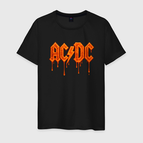 Мужская футболка хлопок с принтом ACDC логотип из лавы в городе Новоалтайск, 100% хлопок | прямой крой, круглый вырез горловины, длина до линии бедер, слегка спущенное плечо. | 
