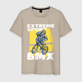 Мужская футболка хлопок с принтом BMX фристайл в Ухте, 100% хлопок | прямой крой, круглый вырез горловины, длина до линии бедер, слегка спущенное плечо. | 