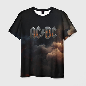 Мужская футболка 3D с принтом ACDC металлический лого в городе Новоалтайск, 100% полиэфир | прямой крой, круглый вырез горловины, длина до линии бедер | 