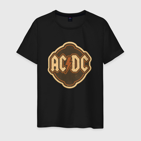 Мужская футболка хлопок с принтом ACDC лого винтажный в городе Новоалтайск, 100% хлопок | прямой крой, круглый вырез горловины, длина до линии бедер, слегка спущенное плечо. | 