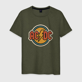 Мужская футболка хлопок с принтом ACDC потертый логотип в городе Новоалтайск, 100% хлопок | прямой крой, круглый вырез горловины, длина до линии бедер, слегка спущенное плечо. | 