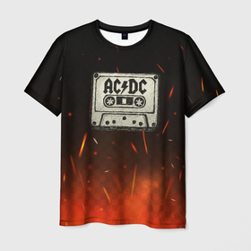 Мужская футболка 3D с принтом ACDC лого на кассете в городе Новоалтайск, 100% полиэфир | прямой крой, круглый вырез горловины, длина до линии бедер | 