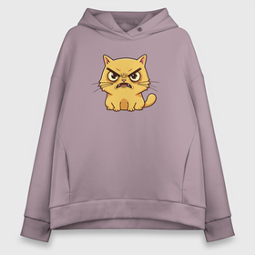 Женское худи Oversize хлопок с принтом Злой желтый кот в Ухте, френч-терри — 70% хлопок, 30% полиэстер. Мягкий теплый начес внутри —100% хлопок | боковые карманы, эластичные манжеты и нижняя кромка, капюшон на магнитной кнопке | 