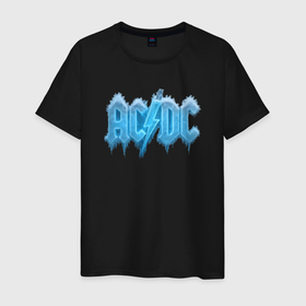Мужская футболка хлопок с принтом ACDC логотип изо льда в городе Новоалтайск, 100% хлопок | прямой крой, круглый вырез горловины, длина до линии бедер, слегка спущенное плечо. | 