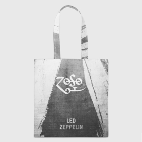 Шоппер 3D с принтом Led Zeppelin   grey gradient по центру в Ухте, 100% полиэстер | Плотность: 200 г/м2; Размер: 34×35 см; Высота лямок: 30 см | 