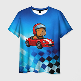 Мужская футболка 3D Гонщик капибара: в Ухте, 100% полиэфир | прямой крой, круглый вырез горловины, длина до линии бедер |