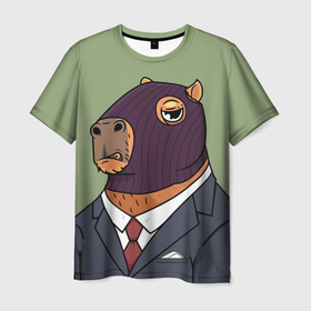 Мужская футболка 3D Капибара в маске: в Ухте, 100% полиэфир | прямой крой, круглый вырез горловины, длина до линии бедер |