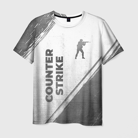 Мужская футболка 3D с принтом Counter Strike   white gradient вертикально в городе Новоалтайск, 100% полиэфир | прямой крой, круглый вырез горловины, длина до линии бедер | 