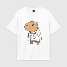 Мужская футболка Oversize хлопок premium Капибара доктор: в Ухте,  |  |